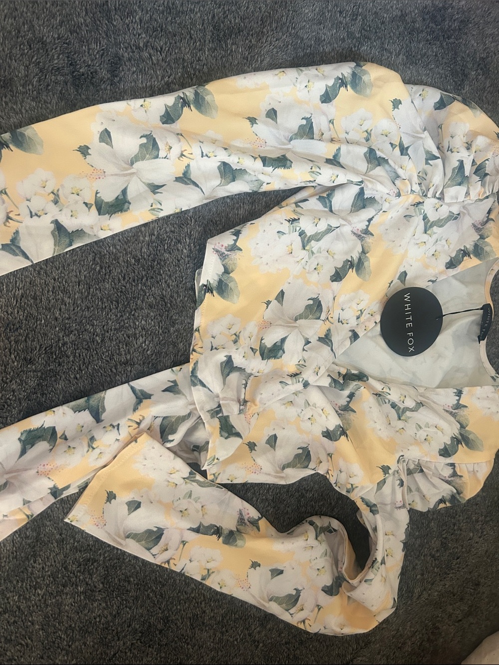 White Fox Boutique Yellow Floral Long Sleeve Blouse